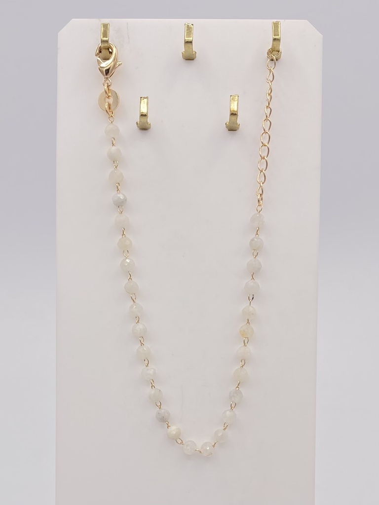 Bracelet perles pierre de lune plaqué or