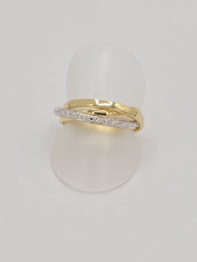 Bague triple anneaux plaqué or avec oxydes de zirconium