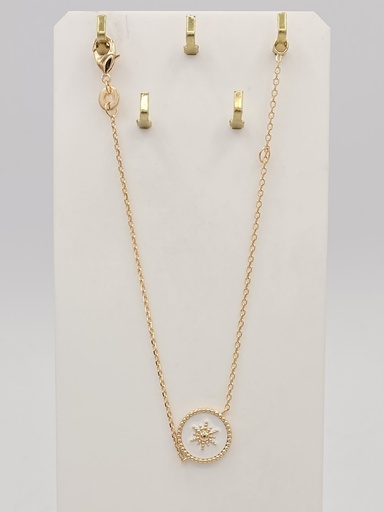 Bracelet rond avec étoile email blanc plaqué or