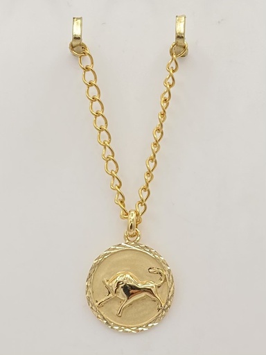 Pendentif taureau zodiaque rond plaqué or