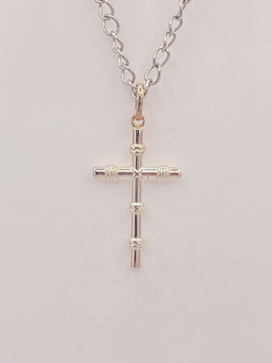pendentif croix cordée 26mm argent