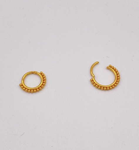 Anneau à charnière acier doré multi-perles 1.2mm