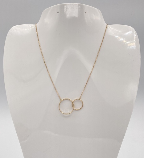 Collier double anneaux entrelacés plaqué or