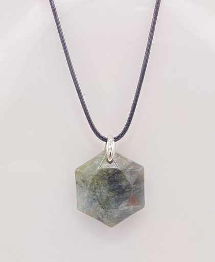 Collier pierre labradorite hexagone