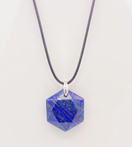 Collier pierre lapis lazuli hexagone