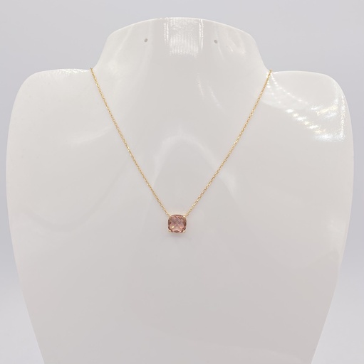 Collier strass rose 9mm plaqué or